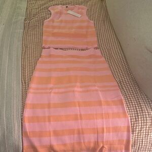 Pink and Orange Striped Sweater Set